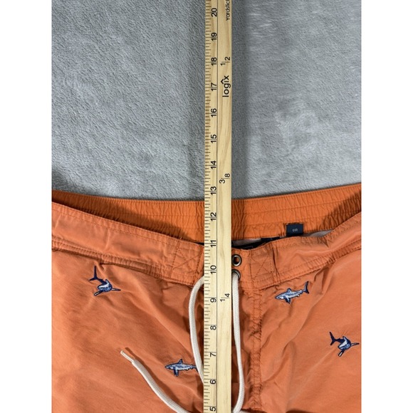 Polo Ralph Lauren Swim Trunks Mens Large Orange Embroidered Sharks AOP Vintage - Picture 3 of 13